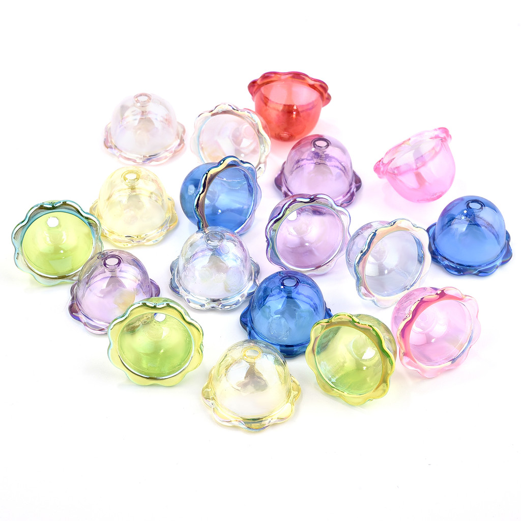 10 ชิ้นโปร่งใส Bell จี้อะคริลิคกลีบสี Charms ลูกปัด DIY ต่างหูพวงกุญแจจี้เครื่องประดับทําอุปกรณ์