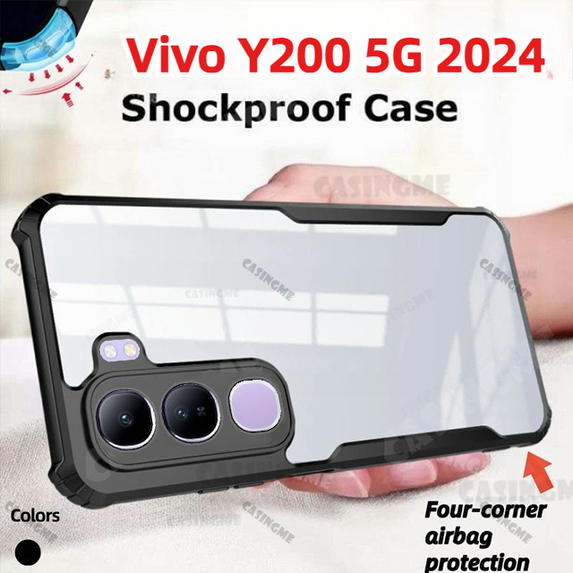 Vivo Y31 5G 2024 Transprent AirBag Casing สําหรับ Vivo Y200 VivoY200 Y 200 4G 5G 2024 กันชนกันกระแทกปลอกใสฮาร์ดเคสโทรศัพท์ป้องกันฝาหลังบาง