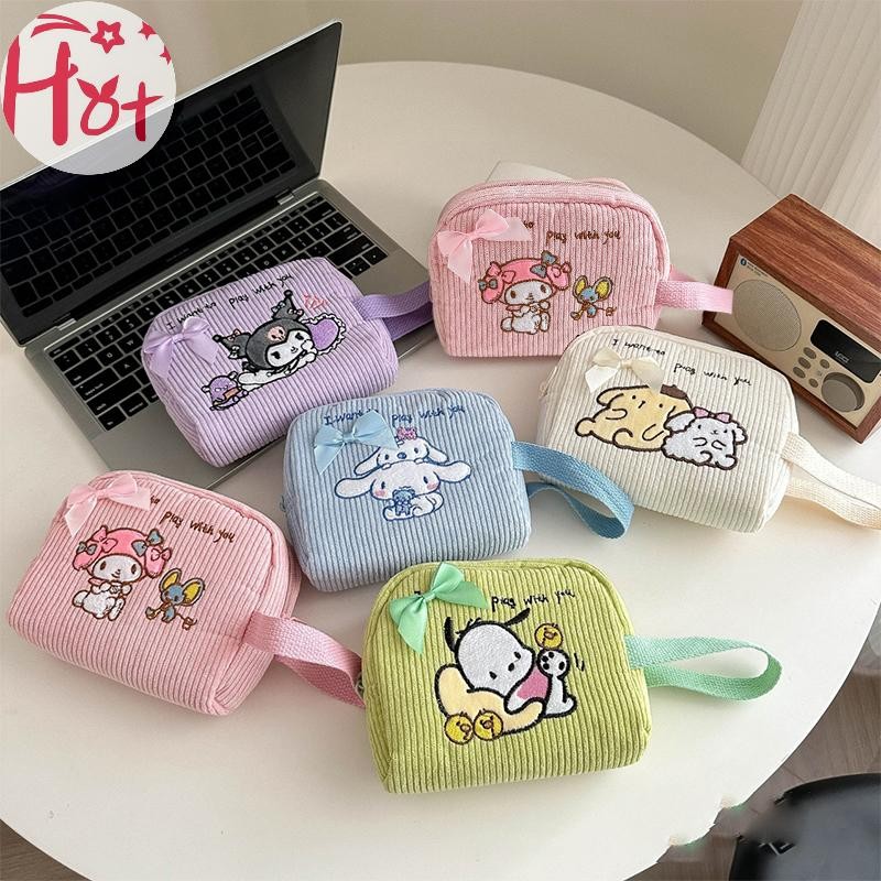 Ge Kawaii Sanrio Kuromi Plush กระเป๋าเหรียญจี้ My Melody Pochacco Cinnamoroll Key กรณีหูฟังกระเป๋าเก็บกระเป๋า Lip กระเป๋าสแควร์