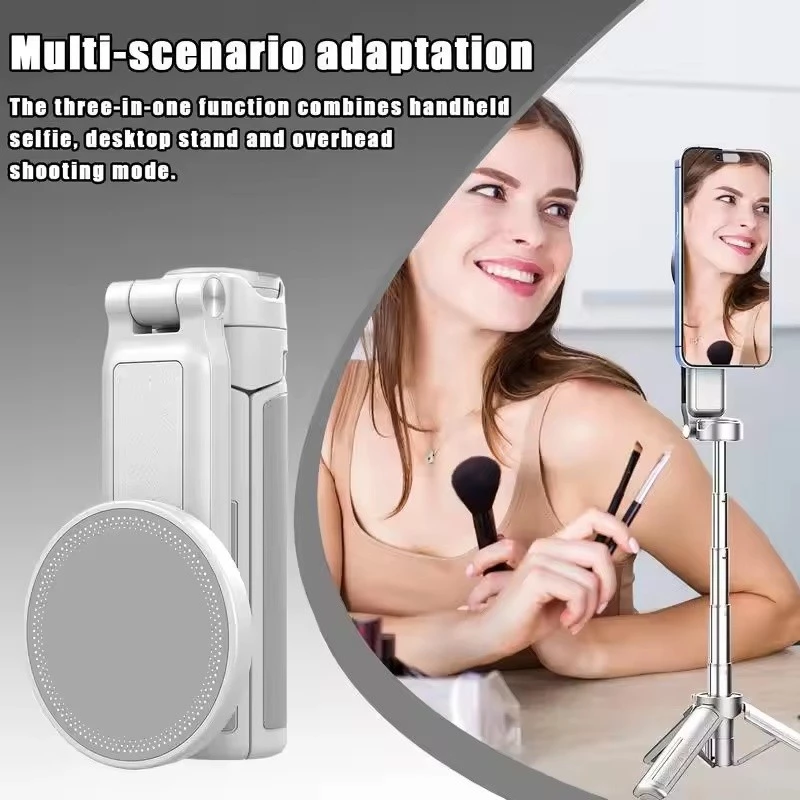 Wonew Z2 สามในหนึ่งเดียว Mini Selfie Stick Magnetic Selfie วงเล็บโทรศัพท์มือถือน้ําหนักเบาขาตั้งกล้องถ่ายภาพสําหรับ Vlog Selfie thumbnail 7