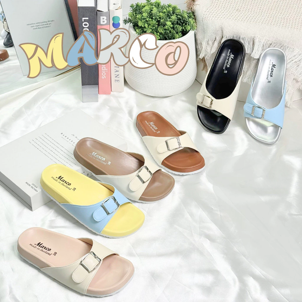รองเท้าแตะ แบรนด์ MARCO รุ่น G1005 คาดเข็มขัด หนังนิ่ม
