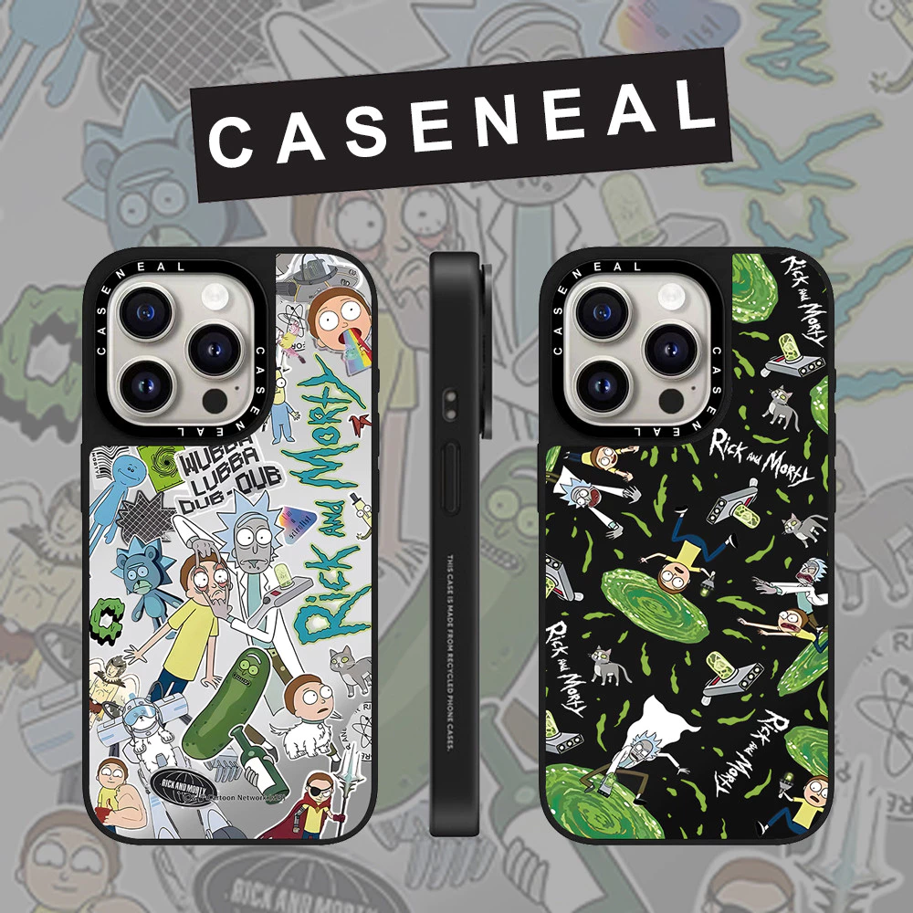 CASENEAL Graffiti การ์ตูนตลกตัวอักษรกระจกเคสโทรศัพท์สําหรับ iPhone 17 Pro Max 16 Plus 15 ProMax 14 13 12Pro 11 โทรศัพท์กันกระแทกขอบนุ่มฮาร์ดป้องกันกรณี