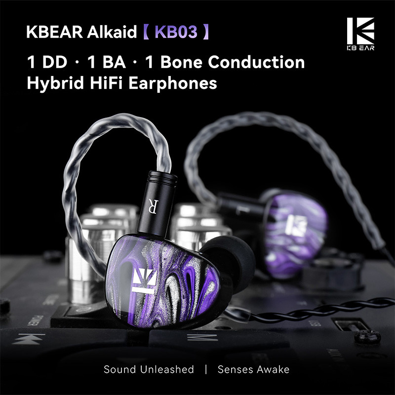 KBEAR KB03 Bone Conduction DD BA Hybrid HiFi หูฟังเสียง Unleashed ใน Ear Monitor หูฟังแบบมีสายชุดหูฟ