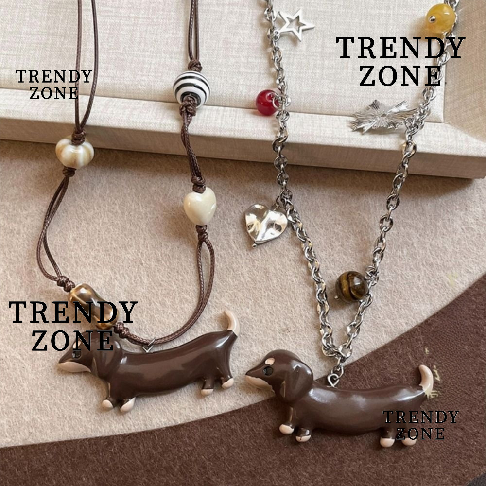 TRENDYZONE สร้อยคอเรซิ่นลูกสุนัขน่ารักดีไซน์หัวใจ, Multi-function Cartoon Dachshund, พกพาได้ง่ายสำหรับทุกวัน