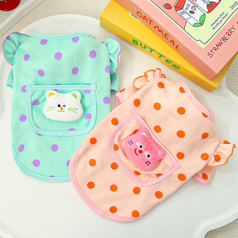 ขนแกะบาง Hoodies สําหรับสุนัขน่ารัก Dot Puppy เสื้อกั๊ก Chihua Bichon Yorkie Warm Coat Cat T เสื้อเสื้อผ้าสุนัขขนาดเล็ก