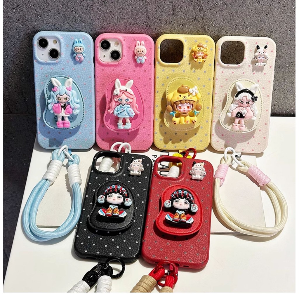 🚀Fast shipping🍭ตุ๊กตาหนังยืนสามมิติสําหรับเคส iPhone 16promax 16pro 16plus 15plus 15 15promax 14promax 13pro 13promax 12promax 12 12pro 11 11promax
