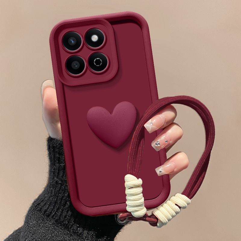 สําหรับ Honor X7C กรณี Honor X7C เคสโทรศัพท์เต็มแพคเกจ Matte Anti Drop Love Heart Hnad สายคล้องปกหลั