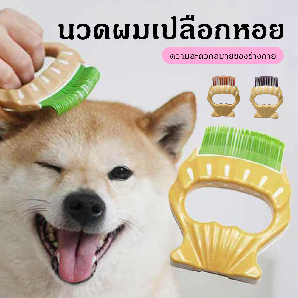 หวีขนสัตว์เลี้ยง พกพาสะดวก แปรงขนหมา ก้านหวีถี่มาก รูปเปลือกหอยมินิ หวีขนแมว