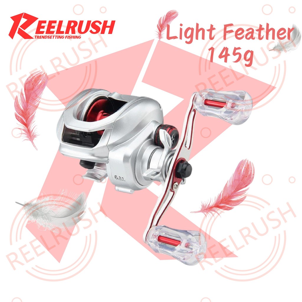 ReeRrushรีลรัชสำหรับตกปลาค็อด ขนาดเล็ก น้ำหนักเบา 145 กรัม มีระบบล้อหยดโลหะสั้น เพลาเส้นแสงทอผ้า