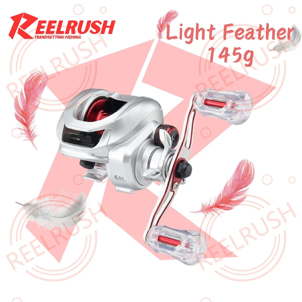 ReeRrushรีลรัชสำหรับตกปลาค็อด ขนาดเล็ก น้ำหนักเบา 145 กรัม มีระบบล้อหยดโลหะสั้น เพลาเส้นแสงทอผ้า