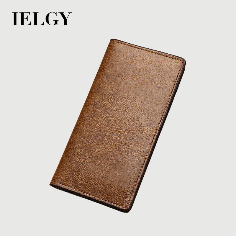 IELGY กระเป๋าสตางค์ผู้ชายยาวบางเยาวชน Multi-Card Casual Wallet Card Holder