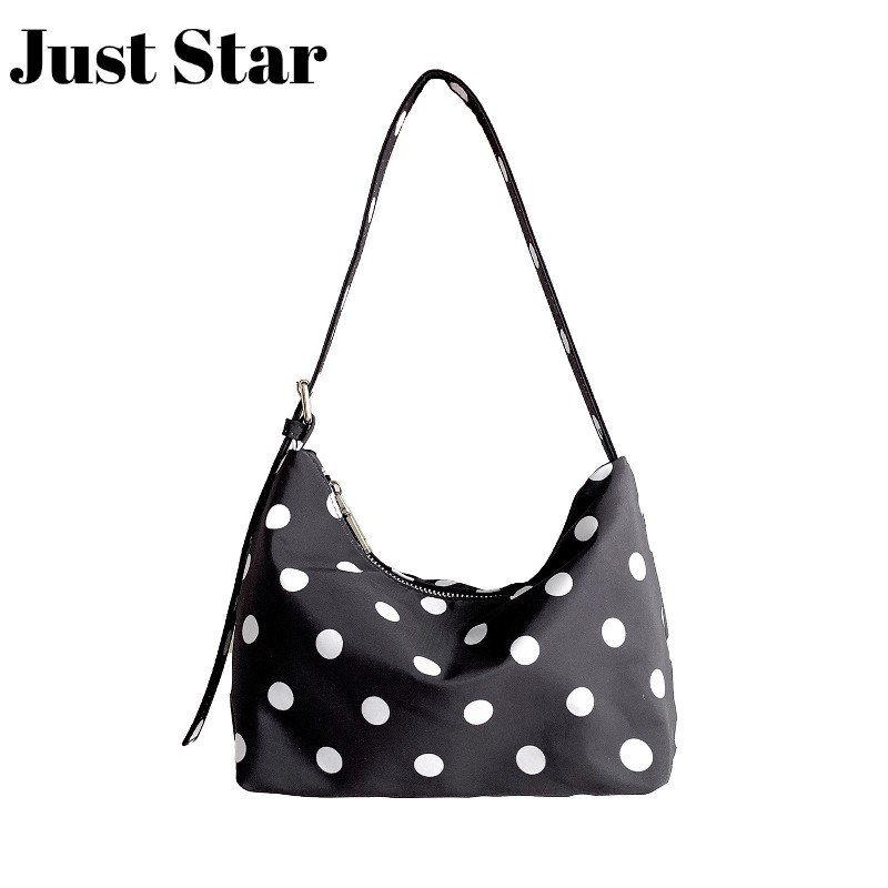 JUSTSTAR กระเป๋าสะพายแฟชั่นลายจุดโพลกะ.Dot สไตล์สำหรับผู้หญิง