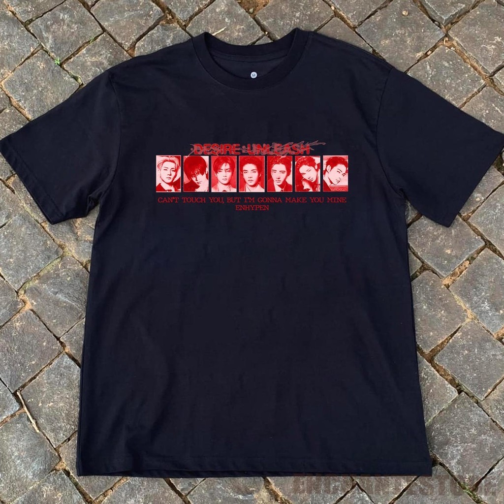 S-5XL เสื้อยืดย้อนยุค Enhypen DESIRE : UNLEASH, เสื้อยืดหลวม Enhypen, เสื้อเชิ้ต Enhypen Members, De