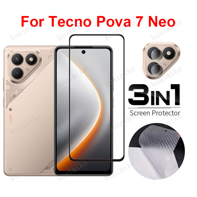ฟิล์มกันรอย 3 in 1 สำหรับ Tecno Pova 7 Neo กระจกนิรภัย ฟิล์ม สำหรับ Tecno Spark 40 30 Pro Plus Pova 