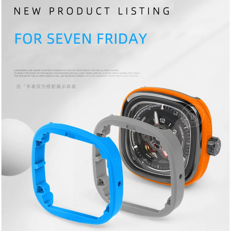 สําหรับ SevenFriday P1C01 P2C/01 P3C/02 นาฬิกาอุปกรณ์เสริมด้านนอกแหวนสแควร์ซิลิโคนเปลี่ยนแหวนยางเครื