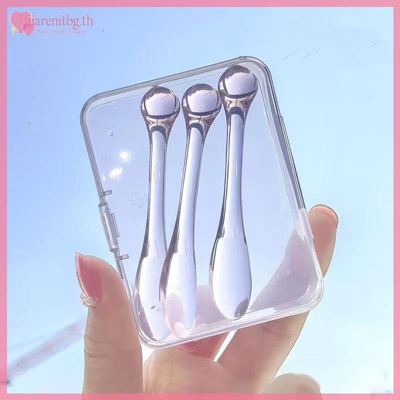RENBG 1/3pcs อะคริลิคไม้พายเครื่องสําอาง Scoop กล่อง Face ครีมหน้ากากโคลนผสมช้อนเครื่องมือความงามดูดซับ Roller Facial Applicator TH