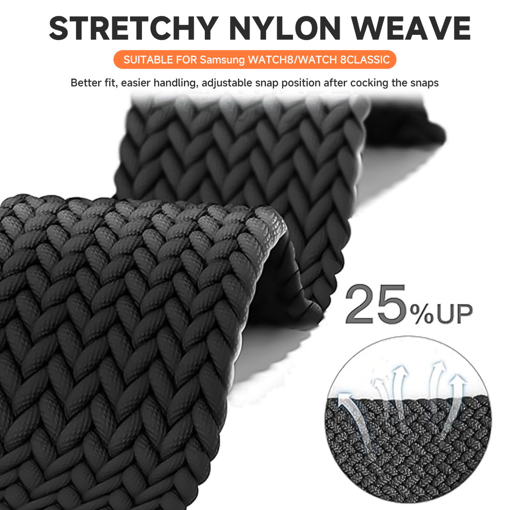 สายรัดไนลอนยืดหยุ่นสําหรับ Samsung Galaxy Ultra/Ultra 2025 47 มม.แบบถักสําหรับ Galaxy Watch 8 40 มม.44 มม./8 คลาสสิก 46 มม.นาฬิกา Correa - รูปที่ 7