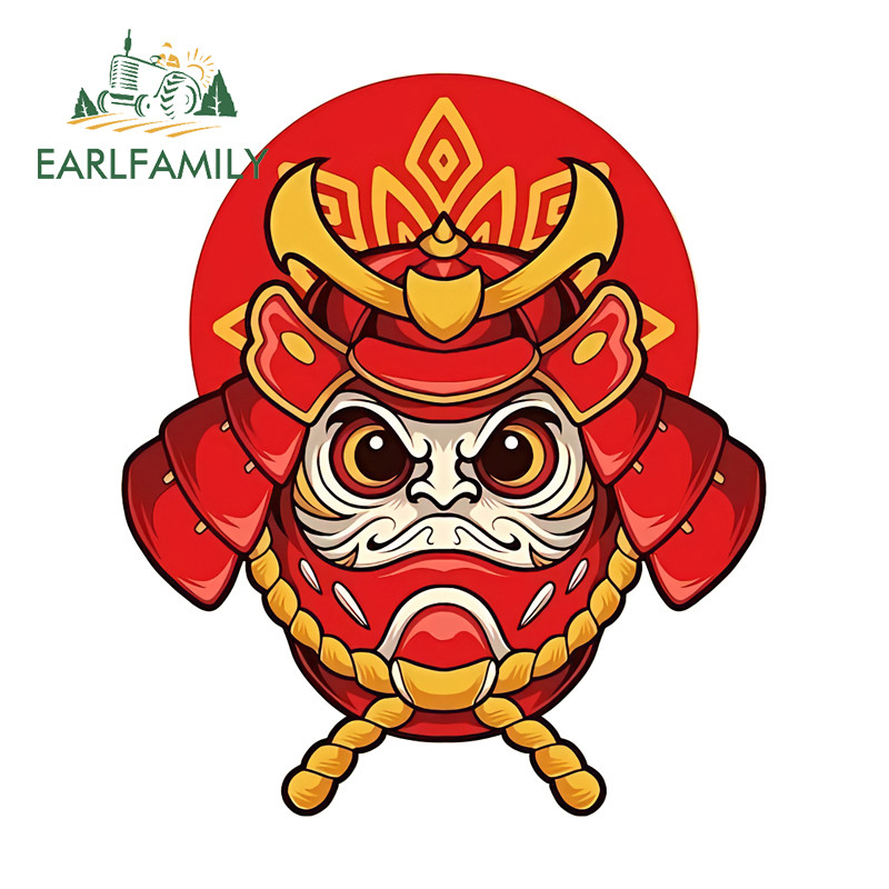 EARLFAMILY Daruma Zen Founder X Samurai สติกเกอร์รถอารมณ์ขันรถจักรยานยนต์กระจกสเก็ตบอร์ดกระเป๋าเดินทาง JDM ไวนิล Decal Occlusion Scratch กันน้ํารถประตู Protector
