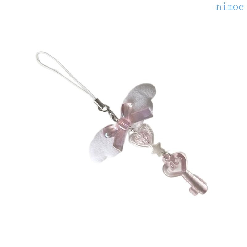Nio Unique Bowknot โทรศัพท์ที่กําหนดเอง Anti-lost Lanyard Angel Wing โทรศัพท์ Charm
