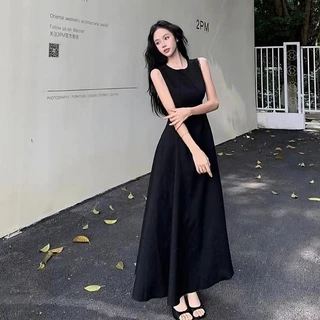 Chili Koko เดรสเสื้อกั๊กทรงเอ ฤดูร้อน คุณภาพสูงเรียบหรู แขนกุดคอกลม เอวสลิมฟิต สไตล์ 99012