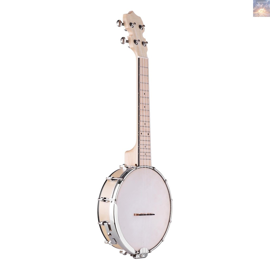 [COD] คอนเสิร์ต 23 นิ้วเปิดหลัง Banjo Uke 4 String Banjole Maple Body Okoume คอพร้อมประแจปรับแต่งสะพ