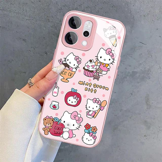 เคส OPPO Reno 14 13 15 14F 15F 13F 5G เคส OPPO Reno 14 13 15 Pro Max 5G Case เคสน่ารักการ์ตูนคิตตี้แมวหมีไอศกรีมกันกระแทกใหม่หรูหราของเหลวแก้วเคสโทรศัพท์สําหรับเด็กผู้หญิงผู้หญิงนักเรียน