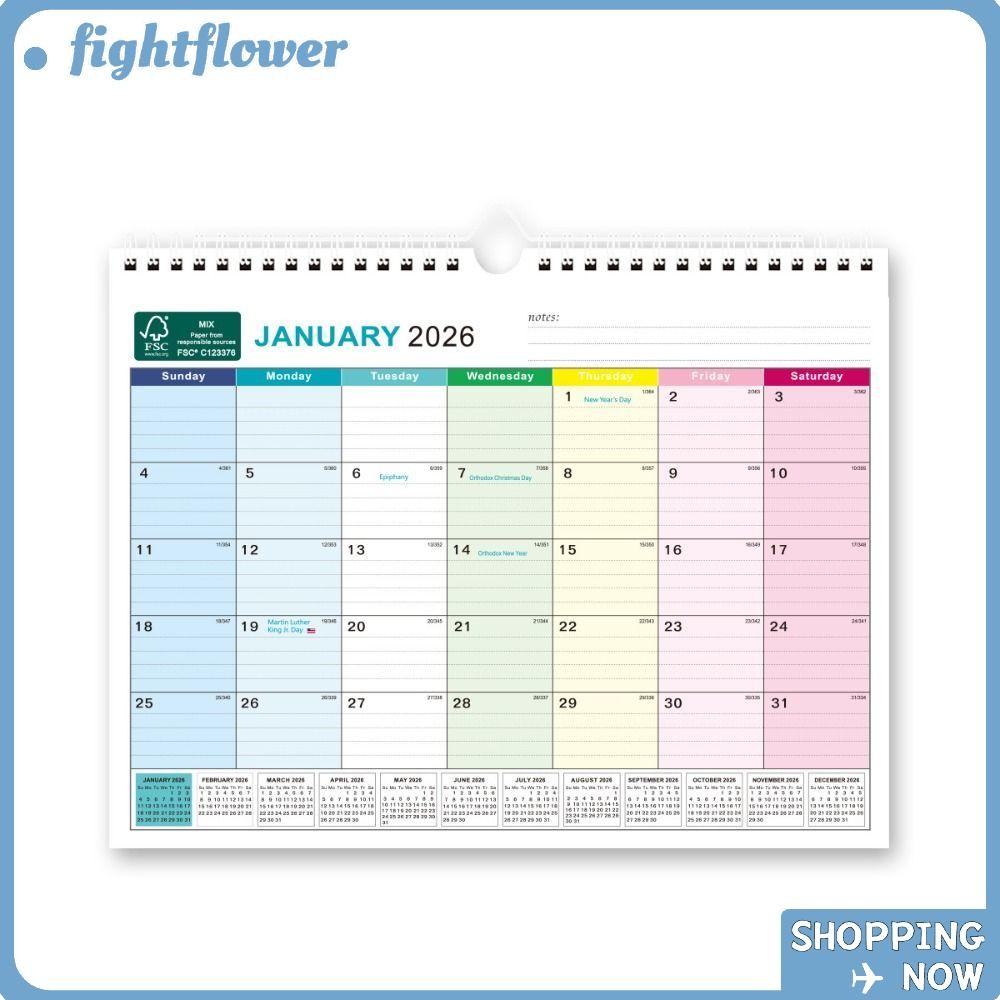 ปฏิทิน FIGHT English ม.ค. 2026 - มิ.ย. 2027 พร้อมปฏิทินติดผนังแบบตะขอ 2026 วันหยุดศึกษาประจําวันทําเครื่องหมายปฏิทินแขวนกระดาษหนาบ้าน
