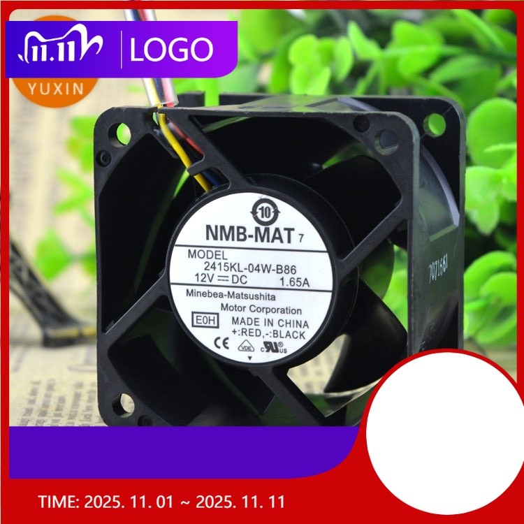 XH NMB 6038 DC12V 1.65a 2415KL-04W-B86 PWM 6 ซม. Double Ball พัดลมรุนแรง