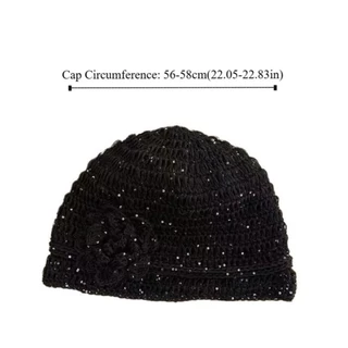 หมวก KIND Beanies ทรงโปร่งด้วยเส้นใย Hollow มีรายละเอียดดอกไม้Crochet สวมใส่สบาย