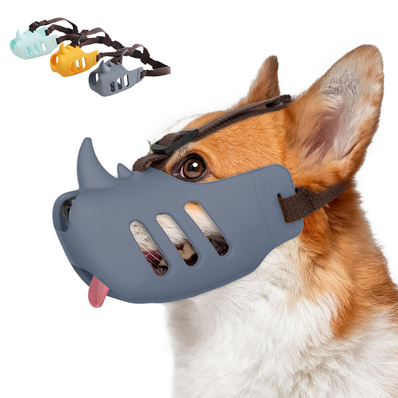 Anti Bite Dog Muzzle - สุนัขนุ่มปาก Rhino พร้อมสายรัดปรับได้ Breathable ซิลิโคนตะกร้อป้องกันการกัดเห่าสําหรับสุนัขขนาดกลางขนาดใหญ่