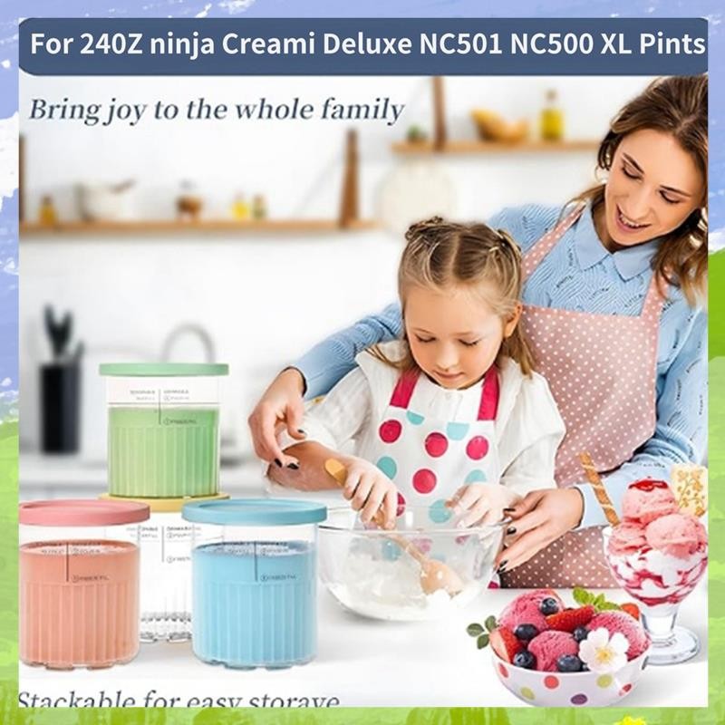 ถ้วยไอศกรีมระลอกคลื่น NC500 NC501 เหมาะสําหรับถ้วยเก็บไอศกรีม Creami