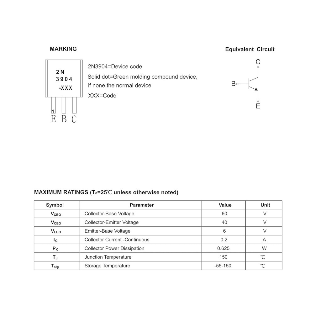 20PCS 2N3904Y 2N3904 3904 NPN ทรานซิสเตอร์ TO-92 40V 200MA 625mW GDY8