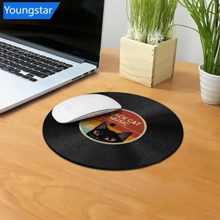 FYY Vintage ไวนิลแรงบันดาลใจแผ่นรองเมาส์รอบยางกันลื่นโต๊ะคอม…