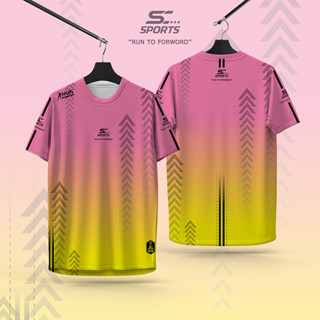 SC Sports เสื้อกีฬา เสื้อพิมพ์ลาย Run01-ชมพูเหลือง งานจริงสว…