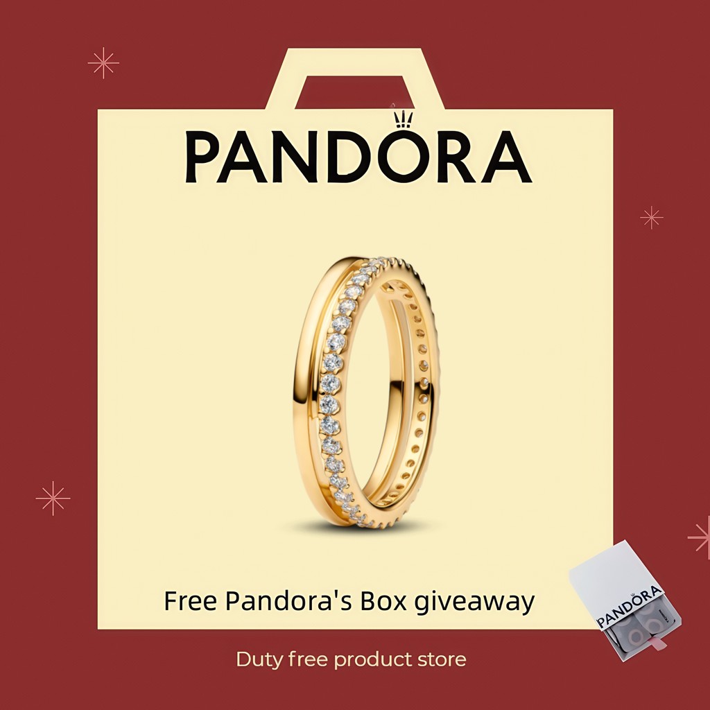 ชุดแหวนคู่ Pandora 925 เงิน พร้อมกล่องของขวัญหรูหรา