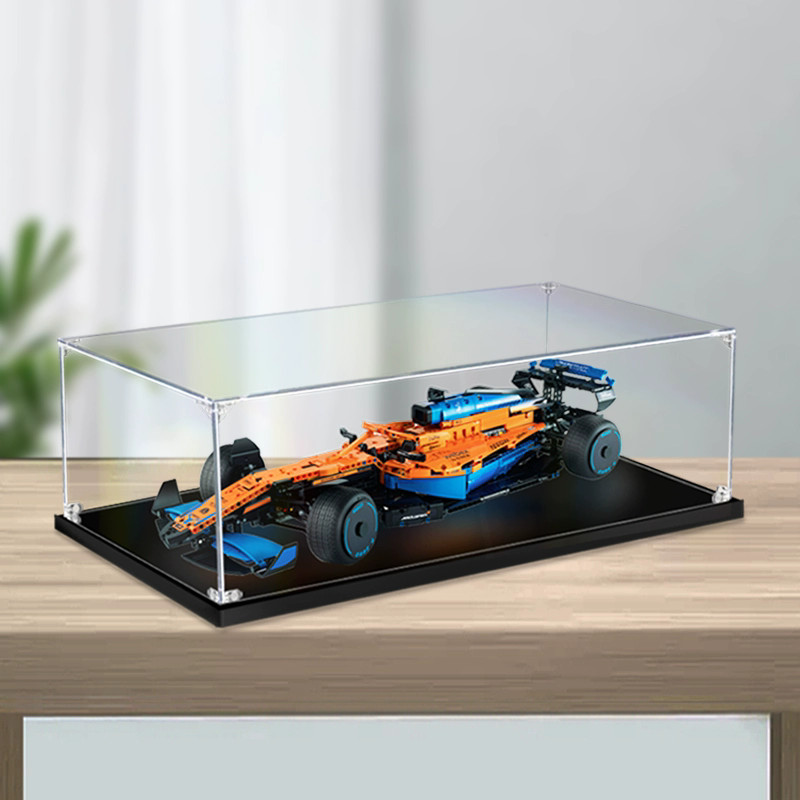 Lego 42141 McLaren F1 Racing โปร่งใสกล่อง Popmart Labubu Zimomo คอลเลกชันกล่องรองเท้าผ้าใบเครื่องประ