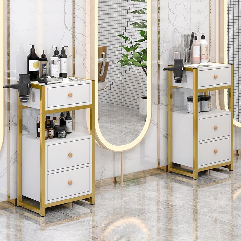Barber Tool Cabinet กล่องเครื่องมือ Beauty Salon Storage Cabinet Gold Hair Dryer Cabinet