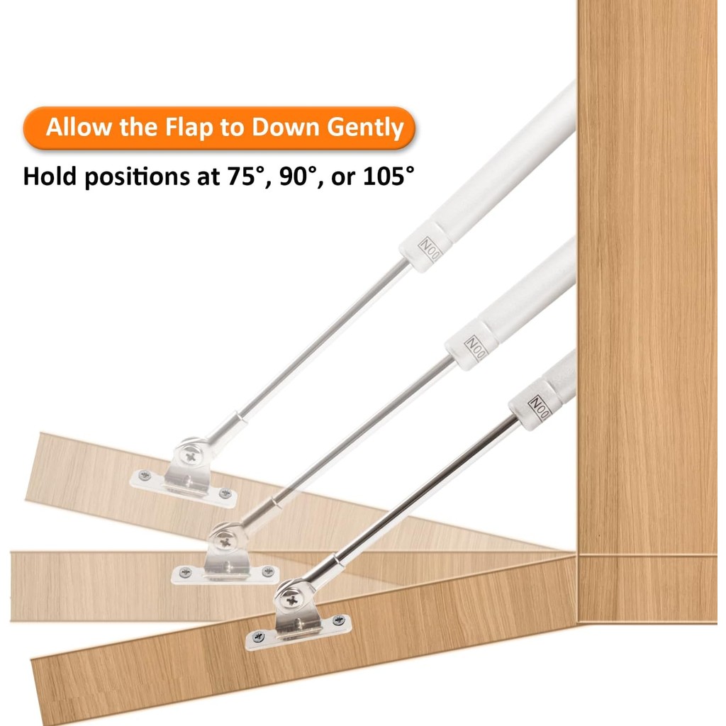 HBL 2 Pack 200N/44LBS Drop Down Gas Struts for Drop-Front Desk Downward Slowly เช่นโต๊ะพับลง, ฝาพนัง