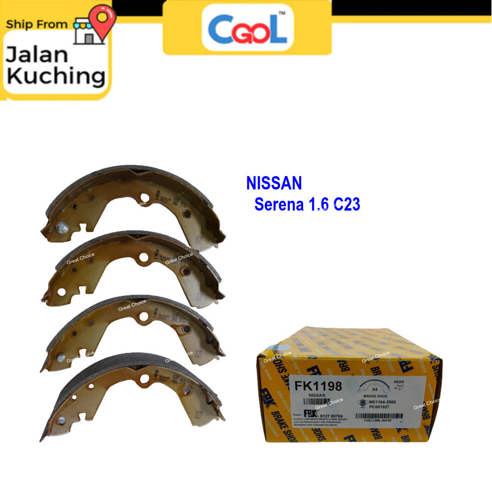 FBK Serena 1.6 C23 ผ้าเบรคหลัง Kasut NISSAN FK1198