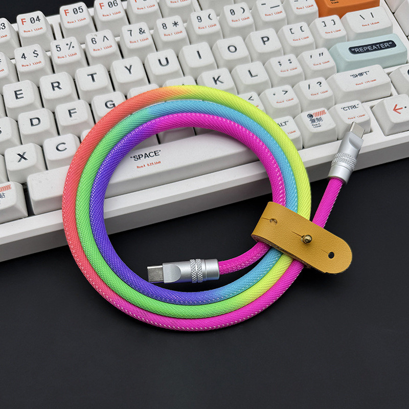 USB & Type C Cable Fast Charge Data Cord สําหรับ彩 นีออน发光 接头手机快线
