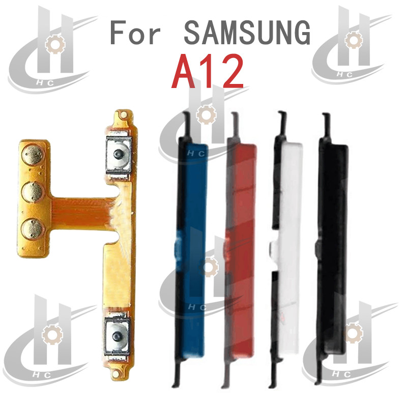 สําหรับ Samsung Galaxy A12 A125 ปุ่มด้านข้างปริมาณพลังงาน Flex Cable Keys ปุ่มปิดระดับเสียงขึ้นและลงปุ่มด้านข้างอะไหล่ทดแทน