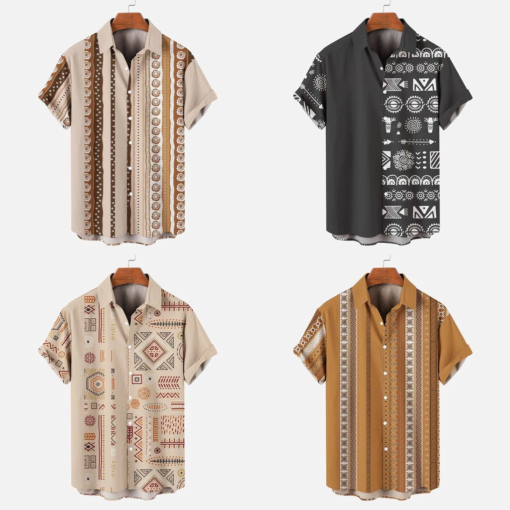 เสื้อเชิ้ตแขนสั้นลายดอกไม้ สไตล์โบฮีเมียน