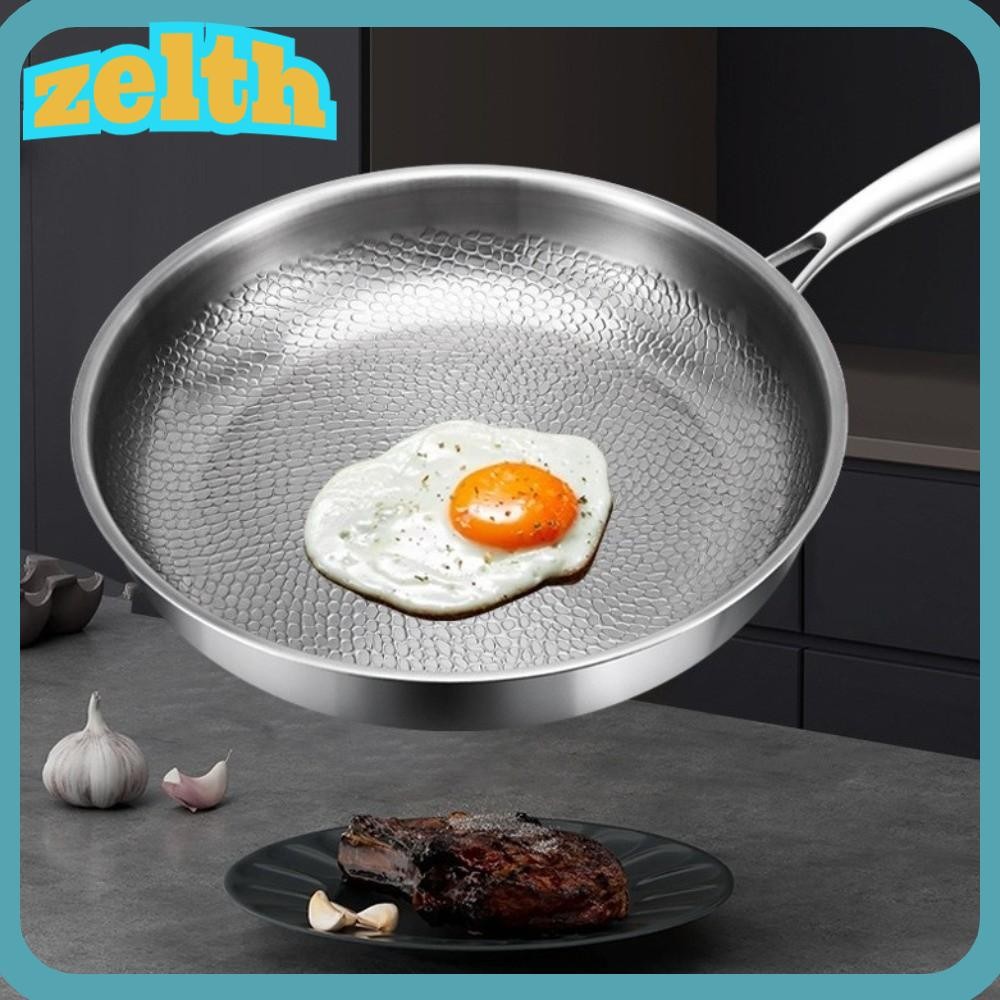 ZELTH Titanium กระทะ, Non Stick 26/28/30/32 ซม.สเต็กกระทะ,ทนทานพร้อมฝาปิดปลาขนาดค้อนรูปแบบหนาเครื่องครัวแก๊สเตาแม่เหล็กไฟฟ้า