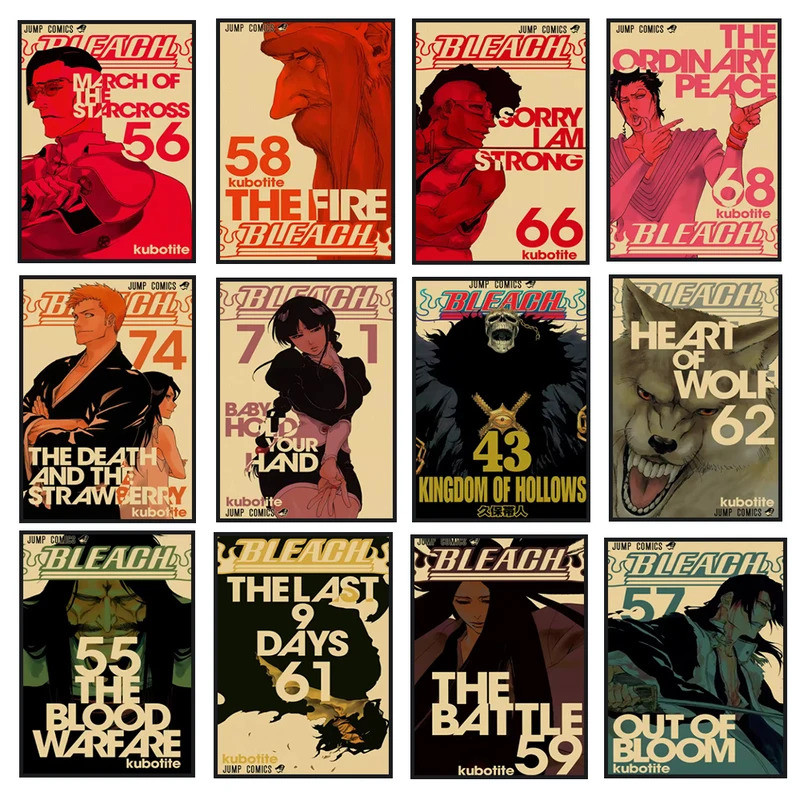 อะนิเมะ BLEACH Art โปสเตอร์ BLEACH Manga ตัวอักษรผ้าใบพิมพ์ศิลปะใช้สําหรับห้องนั่งเล่นผนังตกแต่ง, Fr