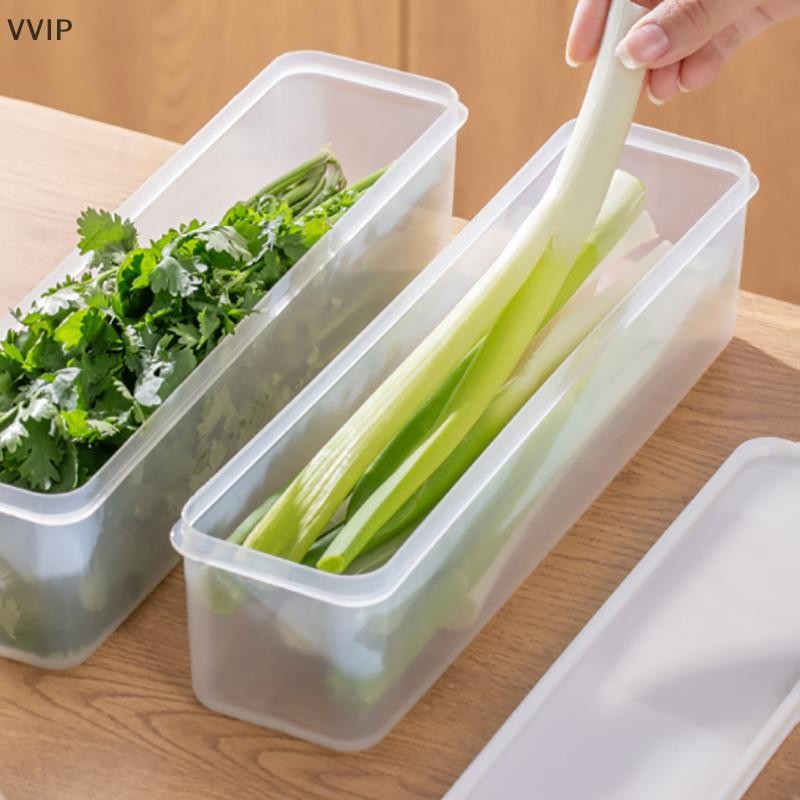 VVTH ตู้เย็นกล่องเก็บ Scallions สดกล่องอาหารเย็น Crisper ปิดผนึกตู้เย็น Organiser VVTH