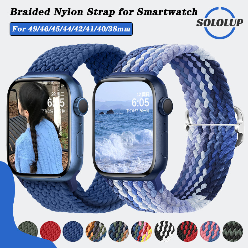 สายรัดไนล่อนยืดหยุ่น for IWatch Ultra 3 2 Apple Watch Series 11 10 9 8 7 6 SE 5 49มม.46 45 42 40มม.สายนาฬิการะบายอากาศ