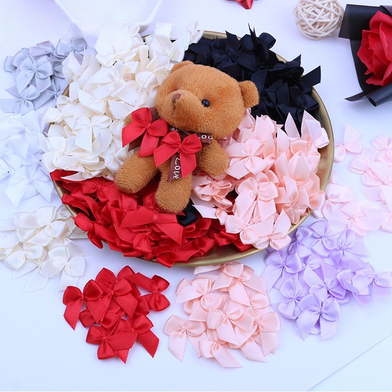 200ชิ้นมินิโบว์,2.5ซม.x1เซนติเมตรซาตินริบบิ้นโบว์งานฝีมือสําหรับ ทําเอง เย็บ,ดอกไม้เบเกอรี่ห่อ,แต่งงานวันเกิดของขวัญคริสต์มาสพรรคตกแ