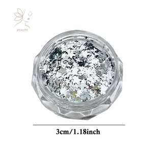 [maybeauty] 1 กล่อง 3D Round Heart Star Nail Art Charms เลื่อมเล็บ Flake Silvery Shiny Charms Accessories {TH}