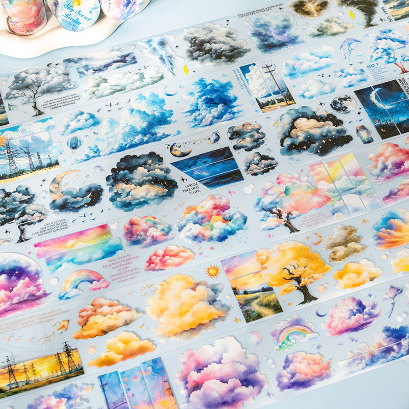 ซอสมะเขือเทศ PET ภูมิทัศน์เทป Sky Secret Realm Creative Cloud วัสดุคู่มือ diy เคสโทรศัพท์ตกแต่ง Collage