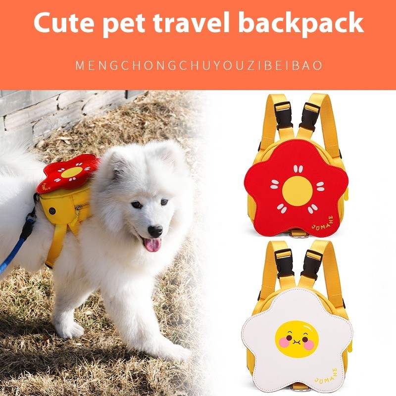 Pawsfun Pet Cartoon Traction Self-Backpack Dog Outing Self-Backpack Dog Walking Dog Snack Bag